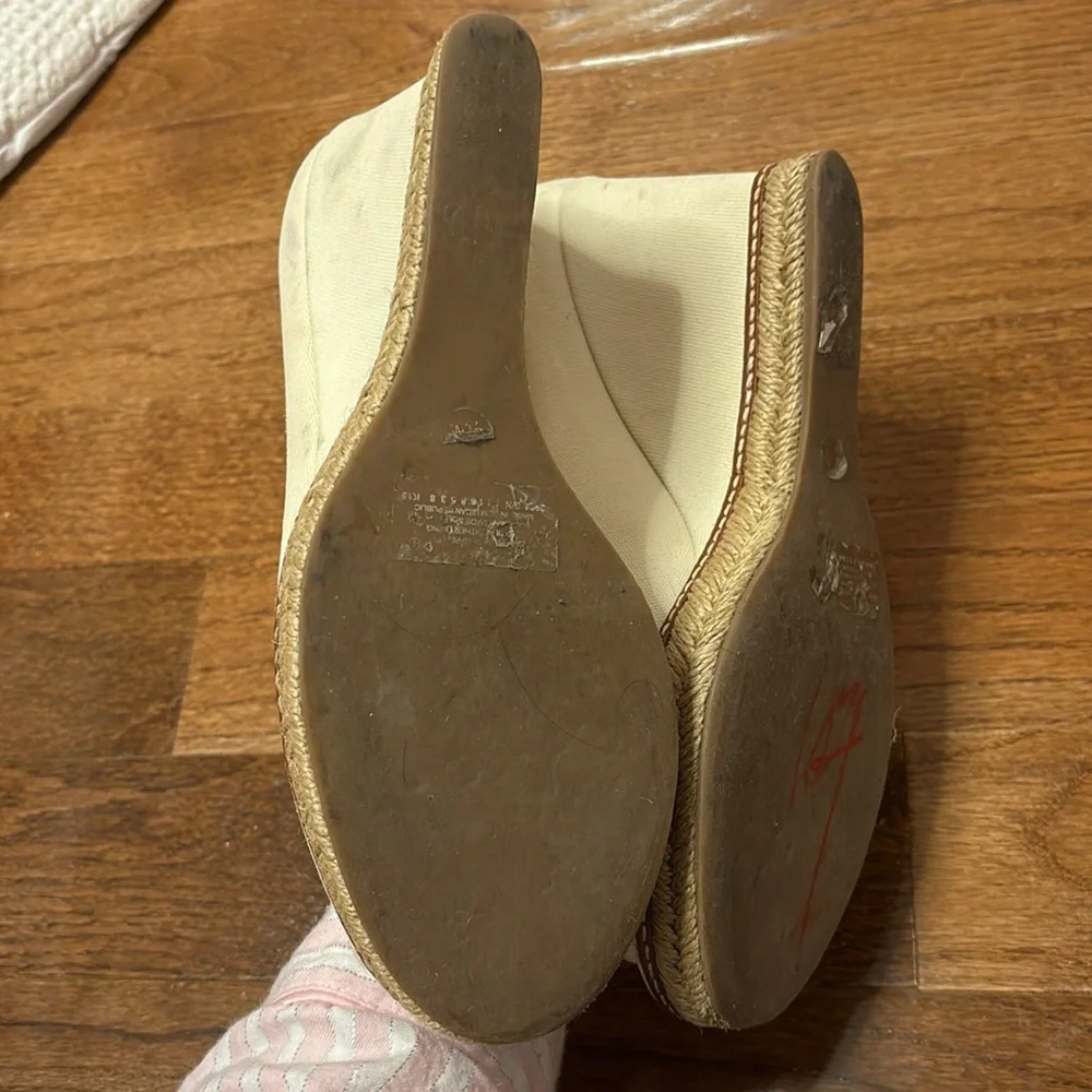 Tory Burch Ivory Jackie Canvas Espadrille Wedges - size 9.5 - Picture 8 of 10